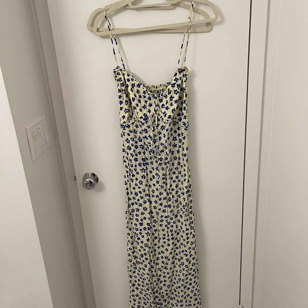 Faithfull the Brand Blue and Yellow Floral Maxi Dress
